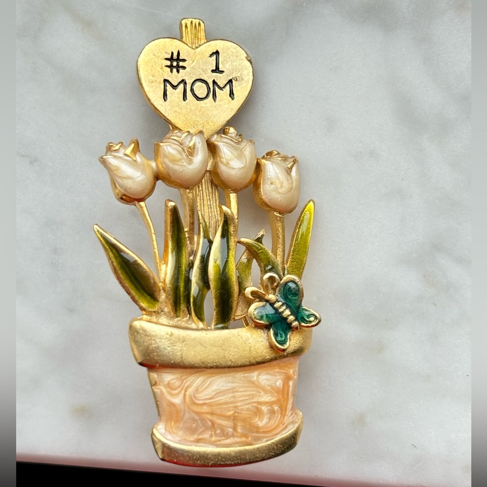 #1 Mom Tulip Brooch-Vintage